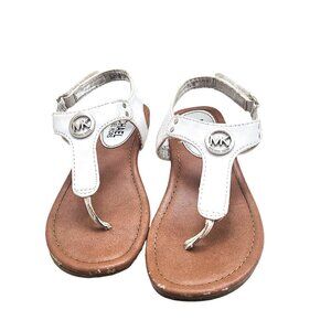 Michael Kors Lil Marcella White Thong MK Logo Sandals